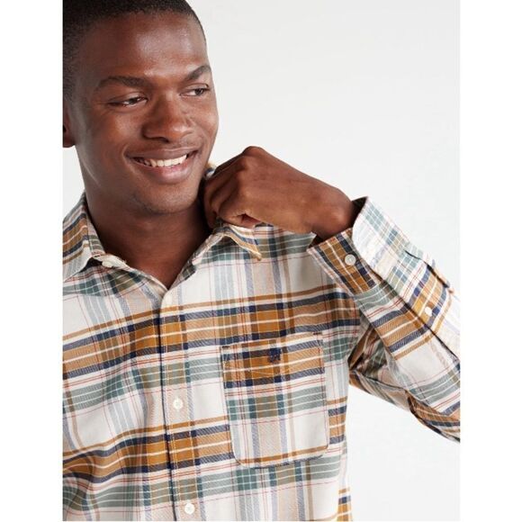 Men's Long Sleeve Button Down Plaid Stretch Oxford Tartan Shirt 2-Pack Size L - Picture 9 of 15